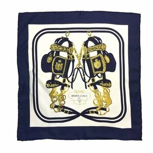 Hermès—“Brides de Gala” Navy Silk Scarf